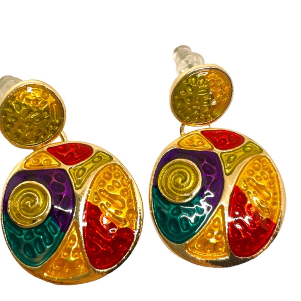 ⭐️❤️ FREE Abstract Geo Shapes Round Drop Boho Hipster Hippie Art Chic Earrings